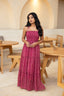 Shoulder Tie Smoking Maxi Dress