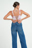 Lace Up Floral Corset Top