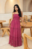 Shoulder Tie Smoking Maxi Dress