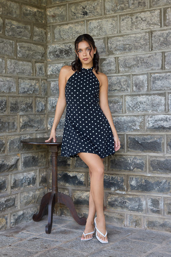 Polka Halter Neck Mini Dress