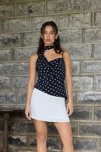 Polka Tie Neck Cami Top