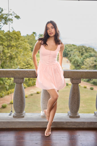 Lucia Button Mini Dress