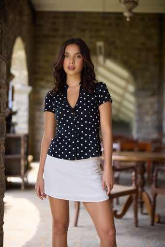 Polka Button Detail Top