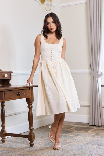 Lucia Button Midi Dress