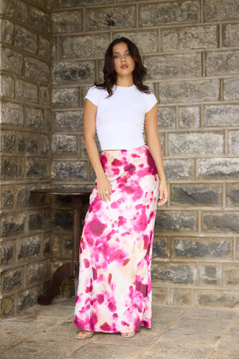 Stevie Pink Printed Maxi Skirt
