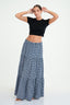 Tiered Check Printed Maxi Skirt