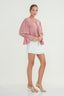 Ruffled Tie Front Long Sleeve Top