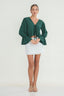 Ruffled Tie Front Long Sleeve Top