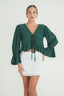 Ruffled Tie Front Long Sleeve Top