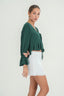 Ruffled Tie Front Long Sleeve Top