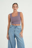 Anne Neck Crop Top - Dark Purple