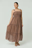 Shoulder Tie Smoking Maxi Dress